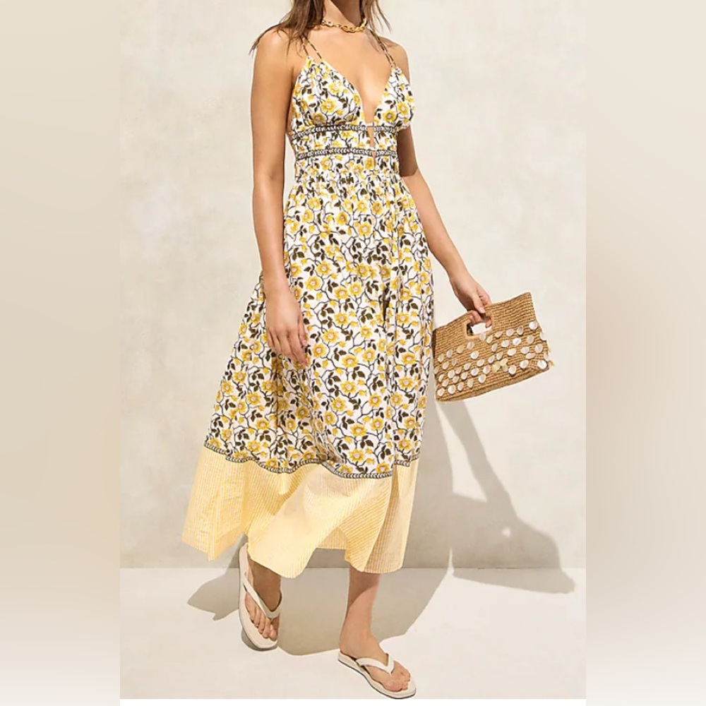 NWT J. Crew: Floral Yellow and White Midi Dress